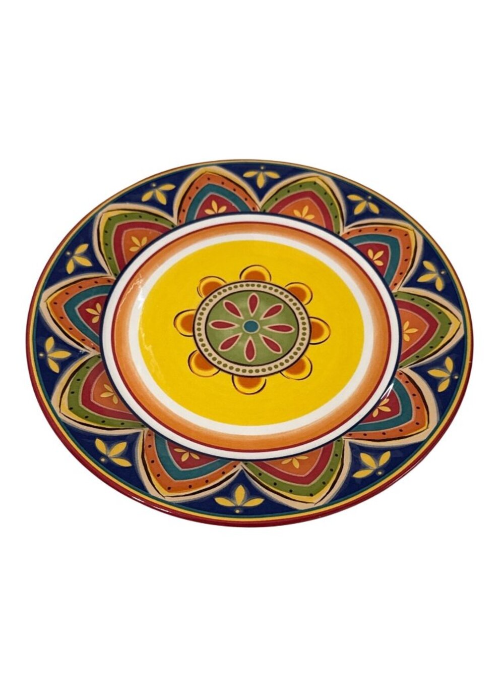 Pier1 Mexicali Ironstone 11" Dinner Plate Vibrant Multicolor Pattern